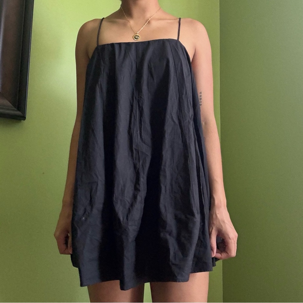 New without tags Free People black poplin babydoll dress, size XS